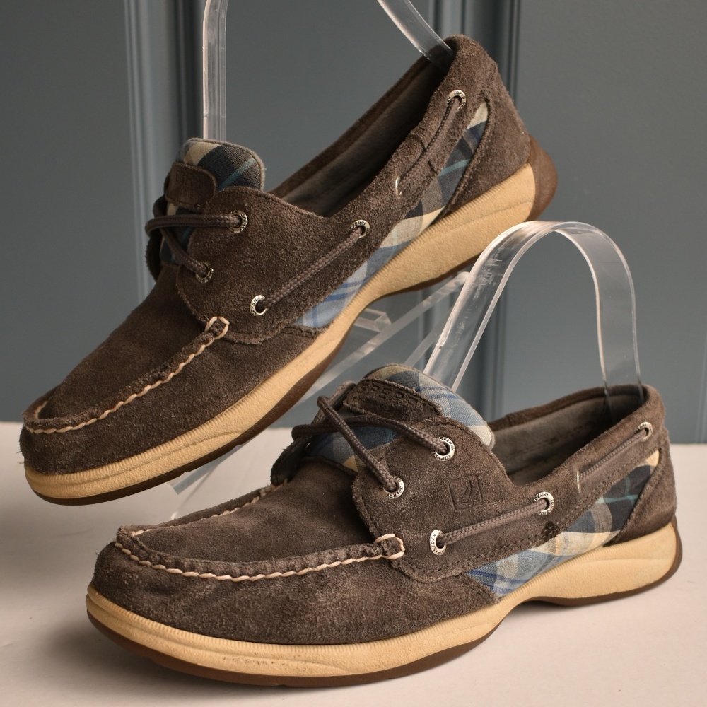 *SPERRY Intrepid Grey Suede Boat Shoes Sz 8